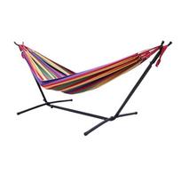 Canvas Hammock Chair Swing Outdoor Camping Garden Patio Double Person Heavy Duty With Steel Stand 2PersonCanvasHammockColorStripesNoStand brown