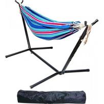 Canvas Hammock Chair Swing Outdoor Camping Garden Patio Double Person Heavy Duty With Steel Stand 2PersonCanvasHammockBlueStripesNoStand