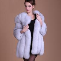 Moteriškas šiltas dirbtinio lapės kailinis ilgas žieminis kailinis striukė Elegantiški viršutiniai moteriški drabužiai XL šviesiai pilka spalva