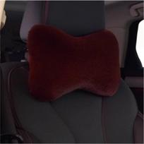 Plush Car Neck and Waist Pillow Set One Headrest Pillow brown