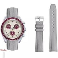 Silikoninis dirželis Swatch X Omega Moonswatch nerūdijančio plieno sagtimi 20 mm lenkta galvutė minkštas atsparus vandeniui keičiama apyrankė moterims vyrams 20mm šviesiai pilka spalva
