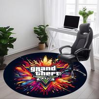 1pc GTA V Office Round Area Rug, Indoor Mat Suitable For Office, Under Office Chairs Bedroom Living Room Home Decor a0908146 100cm by 100cm gray