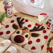 Water-absorbing Christmas Door Mat Santa Claus Design Gingerbread Man Pattern Anti-slip Pad Christmas Decor Bathroom Mat brown