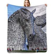 The Kelpies Throw Blanket Stylish Couch Blanket for Home Living Room Size: 75*100cm, Weight: 230 GSM gray