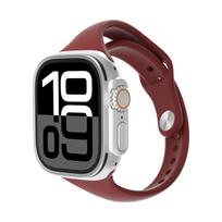 Įstrižas siauras juosmuo Atvirkštinis sagtelė Silikoninė laikrodžio apyrankė Plonas pakaitinė apyrankė Apple Watch Series 1–11/SE/Ultra tinka 38–49 mm 42/44/45/46/49mm raudona