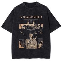 Vagabond Manga Graphic T-shirt For Men Women Clothing Vintage Washed Oversized T-Shirt Summer Short Sleeve Cotton Soft Tee Tops XXL black