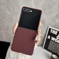 Dėklas Samsung Z Flip 8, Magsafe, verslo, itin plonas, matinio anglies pluošto dangtelis, skirtas Samsung Galaxy Z Flip 7 6 5 4 Flip8 Carbon Fiber&Galaxy Z Flip7 FE raudona