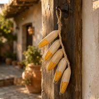 Corn Hanging Decoration Rustic Farmhouse Style Ornamental Strand Beige Husks Vegetable brown