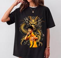 Bruce Lee Dragon T-Shirt, Kung Fu Graphic Tee, Martial Arts Shirt, Jeet Kune Do XL black