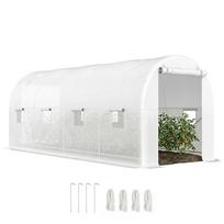 Tunnel Greenhouse 500x200x205 cm Garden Greenhouse with Roll-Up Door and 8 Windows PE Cover 140 g/m² White 500 x 200 x 205 cm