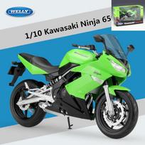Welly 1/10 Scale Kawasaki Ninja 650R Alloy Sports Motorcycle Model Diecasts Metal Street Racing Motorcycle Model Simulation Kids Gifts žalia