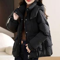 Down Padded Jacket Women's Winter Padded Jacket Short Fashion Korean Version of Loose Hooded Thick Warm Padded Jacket XS juoda
