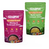 Gladful Sprouted Lentils & Millets Instant Chilla Dosa Mix, Natural Healthy Protein & Fiber-Rich Breakfast No Maida, No Palm Oil, Low GI, H pink