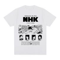 Welcome to NHK Vintage Tshirt anime manga Japan Harajuku Streetwear Cotton Men T shirt New Tee Tshirt Womens Tops S white