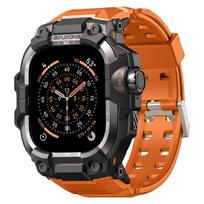 Dėklas+Taktinis dirželis Apple Watch juostoms Ultra 3 2 49mm 46mm 45mm 44mm TPU Dangtelis Metalinė apyrankė iwatch serijos 11 10 9 8 7 6 SE 44MM (S 6 5 4 SE) black