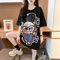 LABUBU The Monster Women's Manga Long T-Shirt Tee Undershirt 3XL black