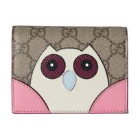 Gucci dvigubo G logotipo pelėdos detalės spaudžiamas užsegimas dengto audinio mini piniginė Moteriška piniginė Rožinė Balta Ruda 818767-FAEC3-8570 Shopping Bag Set(Basic Set+Shopping Bag) gray