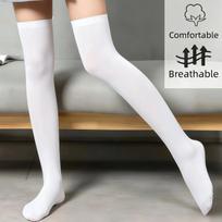 Women'S Solid Pure White Thigh High Socks Skin Friendly All Purpose Over The Knee Stockings For Daily Casual Outdoor Use One Size gray