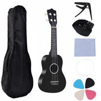 21-Inch Colorful Beginner Ukulele for Kids - Four-String Entry-Level Musical Instrument black