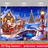 1Pcs Santa Sleigh Snowman Decoration Background Winter Backdrop Decorations For Photo Studio Photo Booth Christmas Party 150x100cm