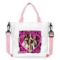 KATSEYE Merginų Grupės Drobės Pirkinių Krepšys Peties Crossbody Rankinė Didelės Talpos Ekologiškas 601123-19 No. 3; 23x23*5cm white