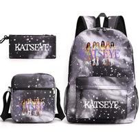Katseye K-Pop spausdinimo kuprinės rinkinys vyrams, moterims, kelioninė nešiojamojo kompiuterio, knygų kuprinė 3 vnt., didelės talpos, atsparus vandeniui 18 įvairiaspalvis