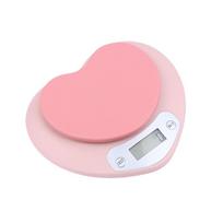 Virtuvinės kepimo svarstyklės Rožinės širdelės formos Didelio tikslumo skaitmeninės svarstyklės 5 kg / 1 g LCD elektroninės svarstyklės Matavimo įrankis Virtuvinės svarstyklės 1 pink