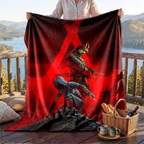 Warm Flannel Blanket Assassins Creed Pattern, Lightweight Comfortable Throw Blanket for Bed Sofa Use 80cmx120cm black