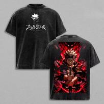 Anime Black Clover Asta Manga Graphic Print T-Shirt Men Women Vintage Washed Crewneck Cotton Loose Casual Oversize Harajuku Fashion Top Summer New Tee XXL