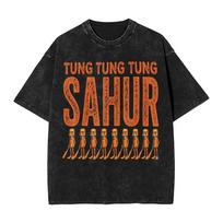 Juokingi Tung Tung Tung Sahur kviečia 67 Šeši Septyni Memas Marškinėliai Vyrams Medvilniniai skalbti Marškinėliai Trumpomis Rankovėmis T-shirt Dovana Drabužiai L black