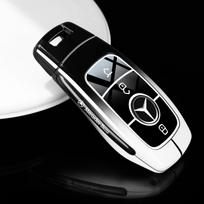 Automobilio rakto dangtelis su raktų pakabuku Mercedes-Benz A220 E63S AMG E-klasei GLE 350 4MATIC E300 E400 E43 W213 Odinis raktų dėklas JUYH1 white