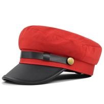 Berets Winter British Style Flat Navy Hats Women Captain Caps Men Sailor Caps Fishing Cap raudona
