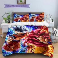 Goku Patterned Pillowcase & Duvet Cover Set Anime Character Decor Bedding for Bedroom Use Premium Present for Fans.-TING 150*200cm/59x79in Single/Twin 3pcs