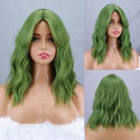 Miss Wig Short Ombre Blonde Wavy Wig With Natural Bangs Synthetic Fiber Shoulder Length Daily Wear Wavy Wig Matches the image,35 cm beige