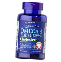 Žuvų taukų cholesterolis, Omega-3 žuvų taukai 1000 Plus Cholesterol, Puritan's Pride 60 gelio dangtelių (67367009) 60softgels