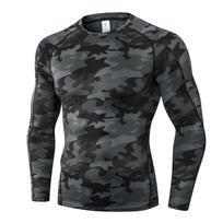 Vyriški Compression Armor Base Layer viršutiniai ilgomis rankovėmis Thermal Gym sportiniai marškinėliai L kamufliažas/juoda