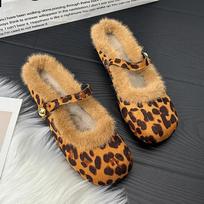 Kailinės Leopardinės Moteriškos Balerinos Batai Suede Elegantiški Mokasinai Batai Moteris 2025 Mados Žiemos Seksualūs Mary Jane Batai Seklūs Sandalai 40 leopardas