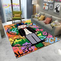 Retro žaidimai Dolerio Monopoly Animacinis Kilimas Kilimas Namams Svetainei Miegamajam Sofai Durų Kilimėlis Dekoras,vaikų Plotas Kilimas Neslystantis Grindų Kilimėlis 40x60cm black