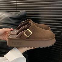 Moteriškos klumpės Batai Plokštapadės Šlepetės Laisvalaikio Madingi Sandalai Rudens Suede Dirželis Ant Kulno Šlepetės Dizainerio Mujer 39 black