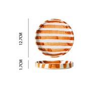 Ceramic Coffee Cup Creative Hand drawn Green Stripe Drinking Mug Tea Cup Home Breakfast Plate Office Coffeeware Water Cup orange