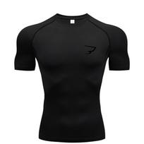 Running Compression T-shirt Short Sleeve Sport Tees Gym Fitness Sportshirts Male Jogging Tracksuit Homme Athletic Shirt Tops M black