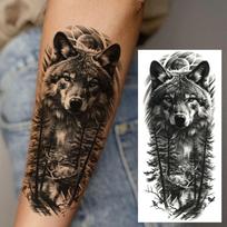 1 lapas Miško Vilkas Tigras Elnias Laikinos Tatuiruotės Vyrams Moterims Suaugusiems Rankos Kojos Tatuiruotės Ilgai Laikančios Vandeniui Atsparios Netikros Tatuiruotės Lipdukas China Mainland
