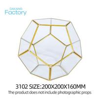 Modern Gold Geometric Terrarium Glass Succulents Container for Wedding Jewelry Decorative Candle Holder Glass Crystal Vases (Gold,220X20X16CM) auksas