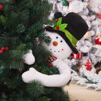 Poseable Arms Christmas Tree Toppers Festive Decor Christmas Tree Ornament Santa Snowman Hugger Snowman gray