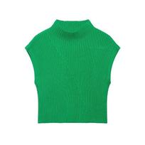Womens Ribbed Knit Crop Vest 2026 Pure Allure Style Sleeveless Short Top In Navy Green Small augalų žalia
