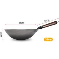 Craft Wok Flat Hand Hammered Carbon Steel Pow Wok Kitchen Cookware with Wooden and Helper Steel Handle (14 Inch, Flat Bottom)