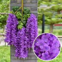 12 vnt. / RINKINYS Dirbtinės gėlės Šilkinė Wisteria Vynmedžio kabanti gėlė vestuvių sodui Gėlėta „pasidaryk pats“ svetainės biuro dekoras 6Pcs purple