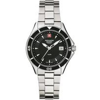 Swiss Alpine Military Aquatech Ladies Stainless Steel Black Dial Quartz 7740.1137 100M Women's Watch juoda