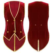 Boy's Steampunk Halloween Costume: Vintage Medieval Velvet Tailcoat Jacket with Victorian Gentleman Vest Party Outfit 5-6 Years raudona
