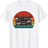 NEWTRUE Retro Boombox Cassette Player Radio 80s Music Vintage Style T-Shirt XXXXXL balta